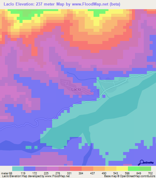 Laclo,East Timor Elevation Map