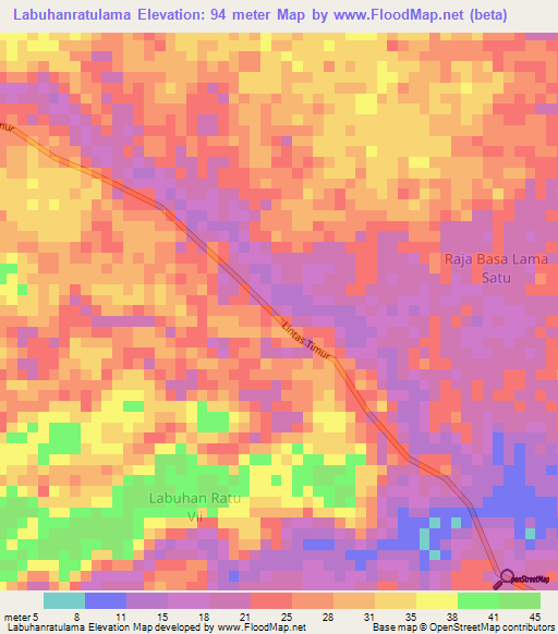 Labuhanratulama,Indonesia Elevation Map