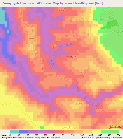 Surayriyah,Syria Elevation Map