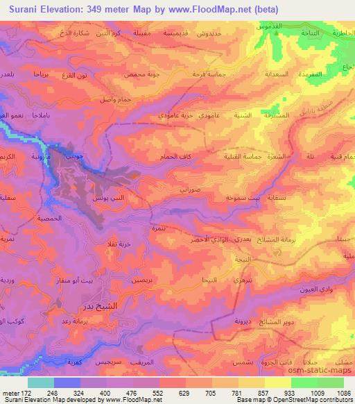 Surani,Syria Elevation Map