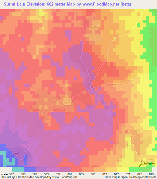 Sur al Laja,Syria Elevation Map