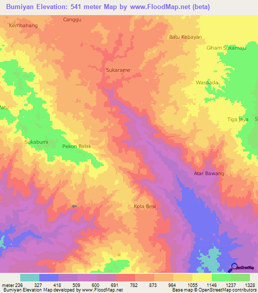 Bumiyan,Indonesia Elevation Map