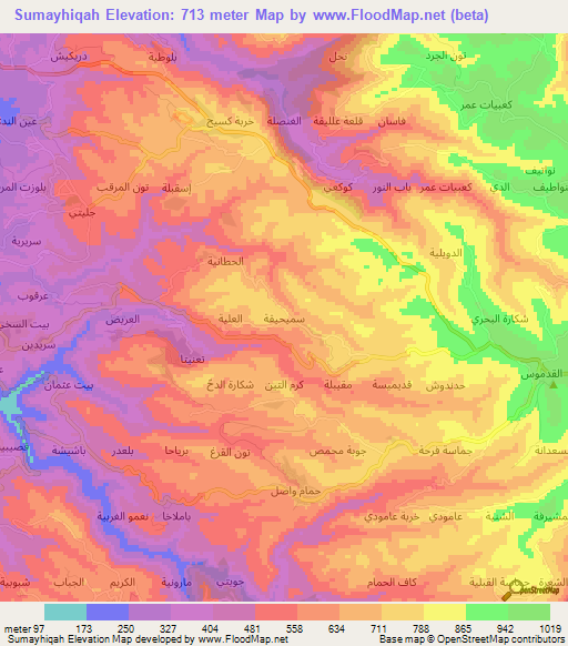 Sumayhiqah,Syria Elevation Map