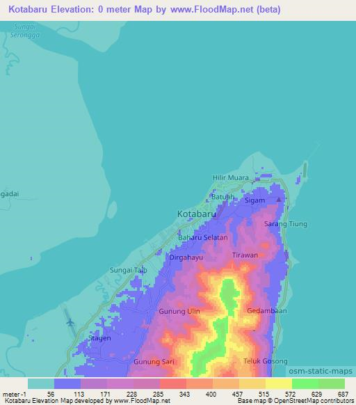Kotabaru,Indonesia Elevation Map