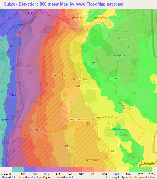 Sukayk,Syria Elevation Map