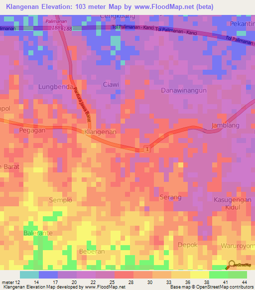 Klangenan,Indonesia Elevation Map