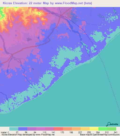 Kicras,East Timor Elevation Map