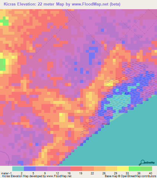 Kicras,East Timor Elevation Map