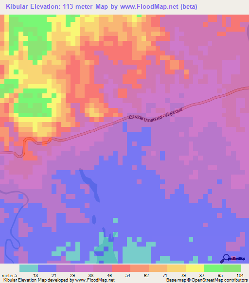 Kibular,East Timor Elevation Map