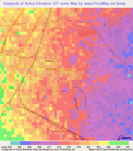Subaynah al Kubra,Syria Elevation Map