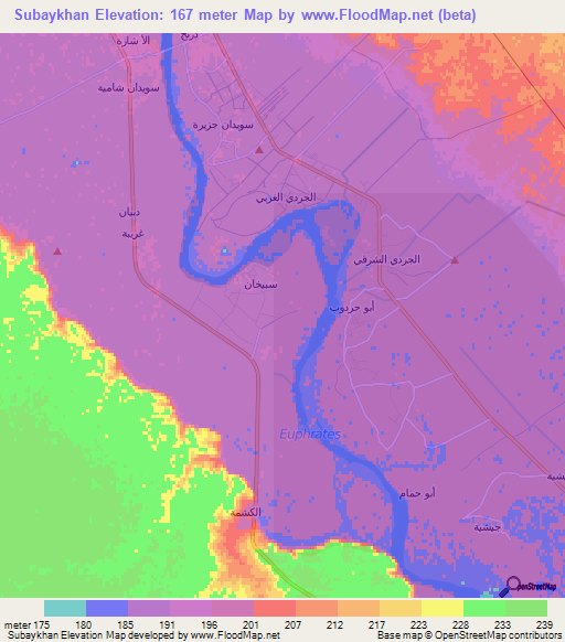 Subaykhan,Syria Elevation Map