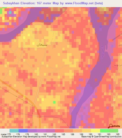 Subaykhan,Syria Elevation Map