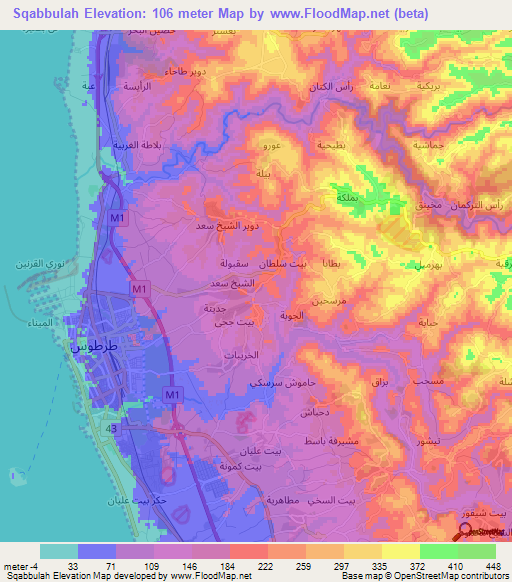 Sqabbulah,Syria Elevation Map