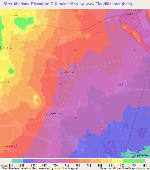 Siret Abadane,Syria Elevation Map