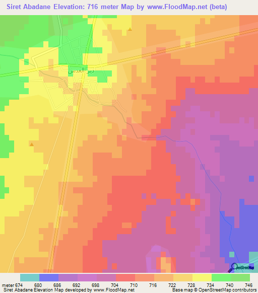 Siret Abadane,Syria Elevation Map