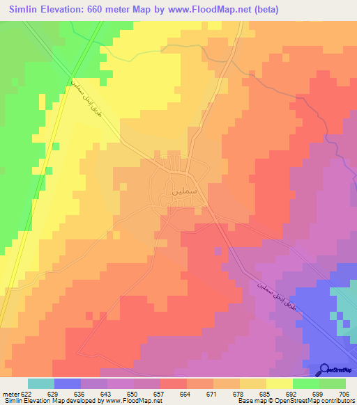 Simlin,Syria Elevation Map