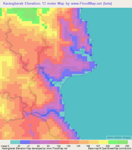 Karangberak,Indonesia Elevation Map