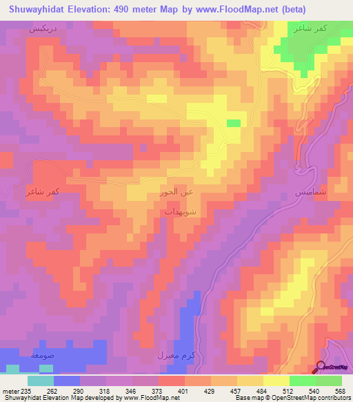Shuwayhidat,Syria Elevation Map