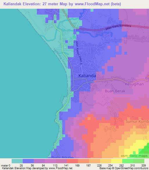 Kaliandak,Indonesia Elevation Map