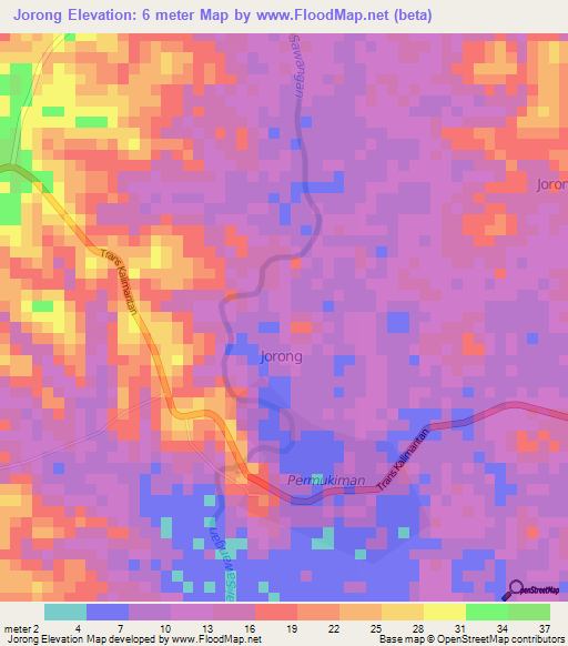 Jorong,Indonesia Elevation Map