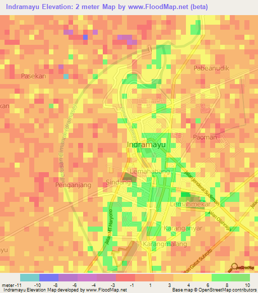 Indramayu,Indonesia Elevation Map