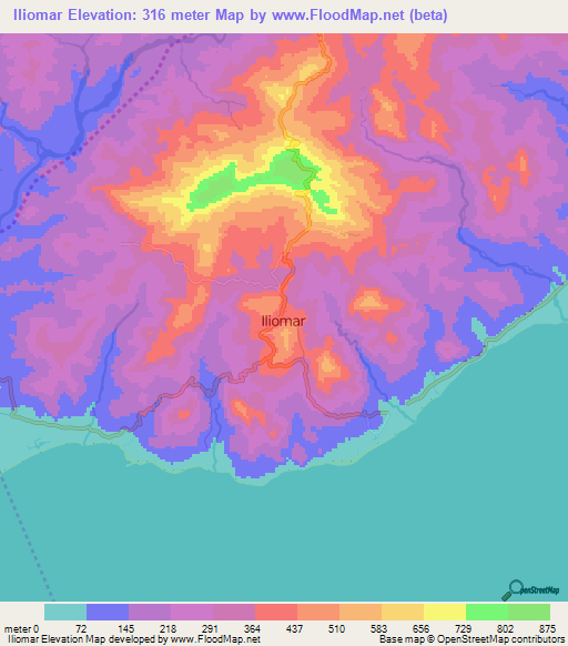 Iliomar,East Timor Elevation Map