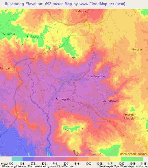 Ulusemong,Indonesia Elevation Map