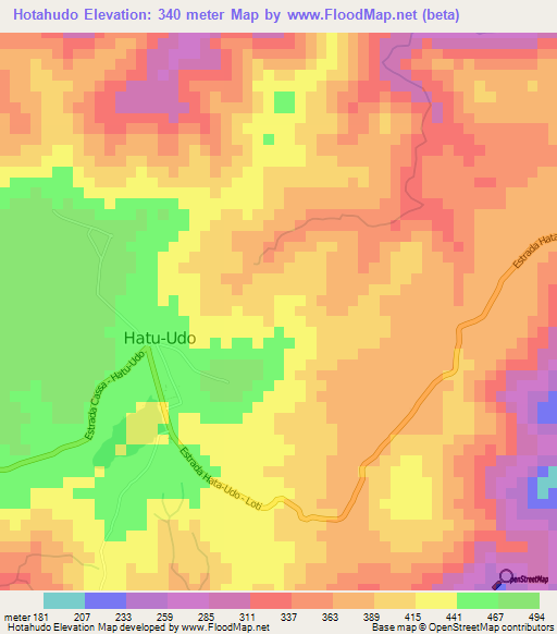 Hotahudo,East Timor Elevation Map