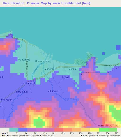 Hera,East Timor Elevation Map