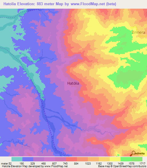 Hatolia,East Timor Elevation Map