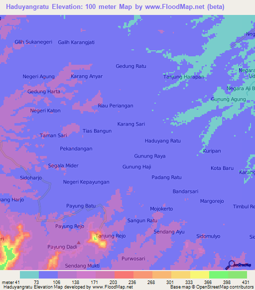 Haduyangratu,Indonesia Elevation Map
