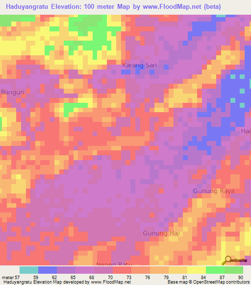 Haduyangratu,Indonesia Elevation Map