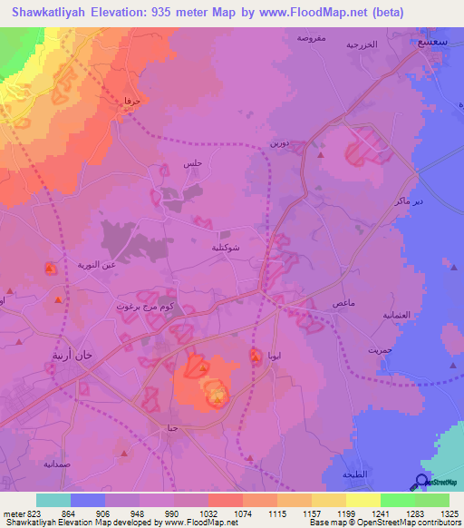 Shawkatliyah,Syria Elevation Map