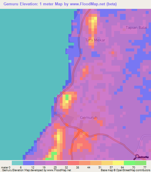 Gemuru,Indonesia Elevation Map
