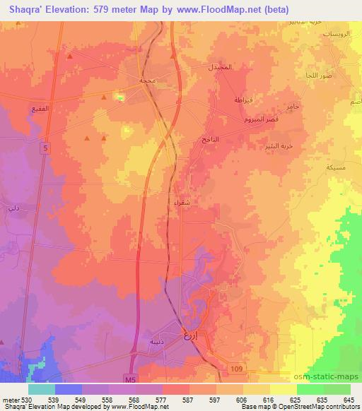Shaqra',Syria Elevation Map