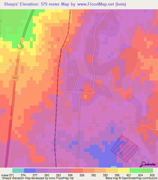 Shaqra',Syria Elevation Map