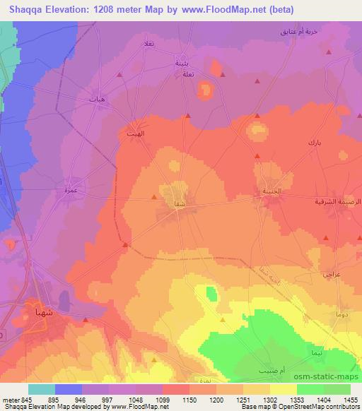 Shaqqa,Syria Elevation Map