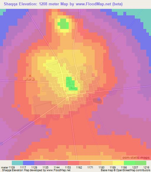 Shaqqa,Syria Elevation Map