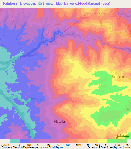 Fatubessi,East Timor Elevation Map