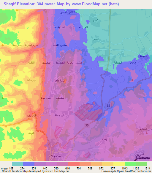 Shaqif,Syria Elevation Map