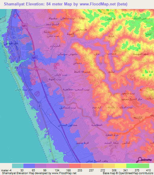 Shamaliyat,Syria Elevation Map