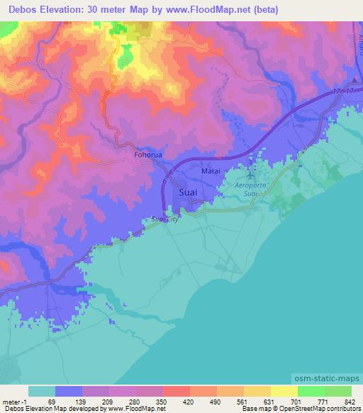 Debos,East Timor Elevation Map