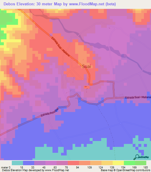 Debos,East Timor Elevation Map