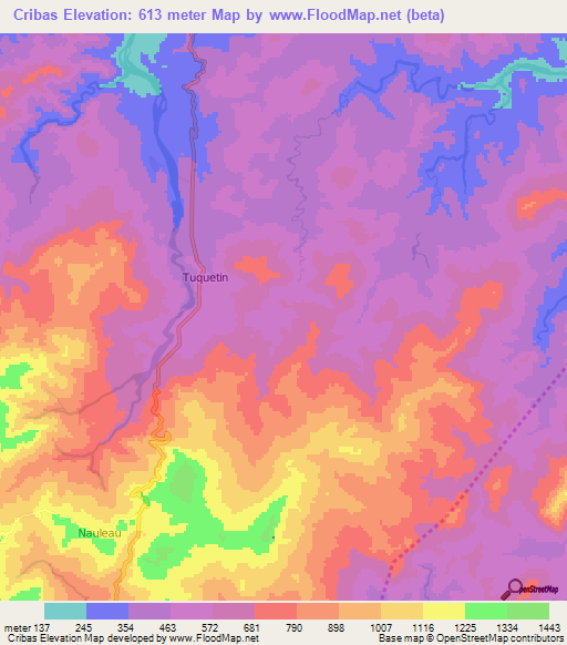 Cribas,East Timor Elevation Map
