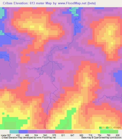 Cribas,East Timor Elevation Map