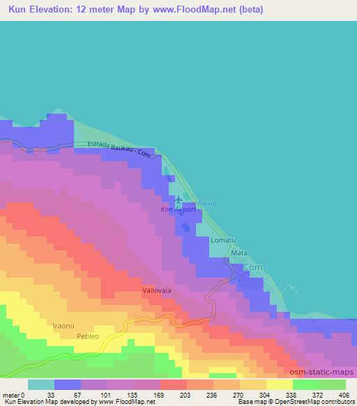 Kun,East Timor Elevation Map