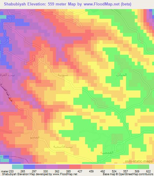 Shabubiyah,Syria Elevation Map
