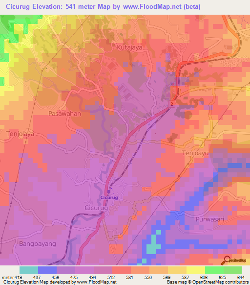 Cicurug,Indonesia Elevation Map