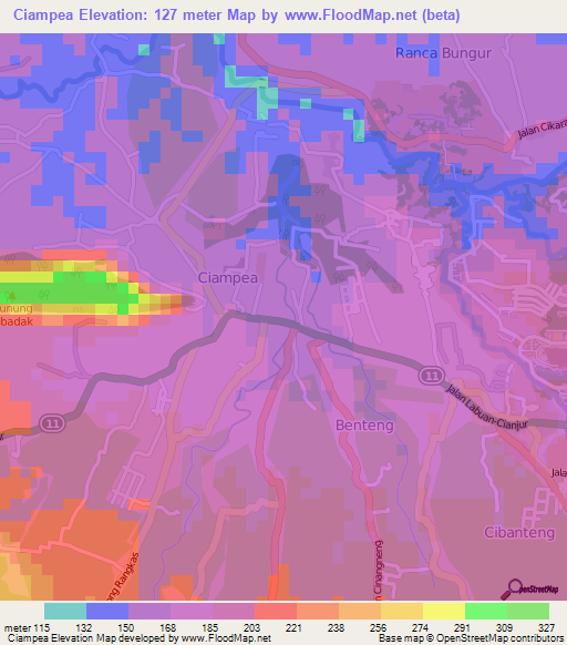 Ciampea,Indonesia Elevation Map