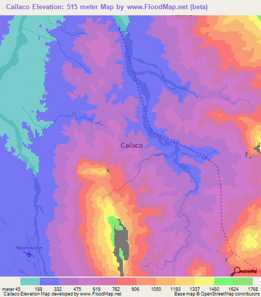 Cailaco,East Timor Elevation Map
